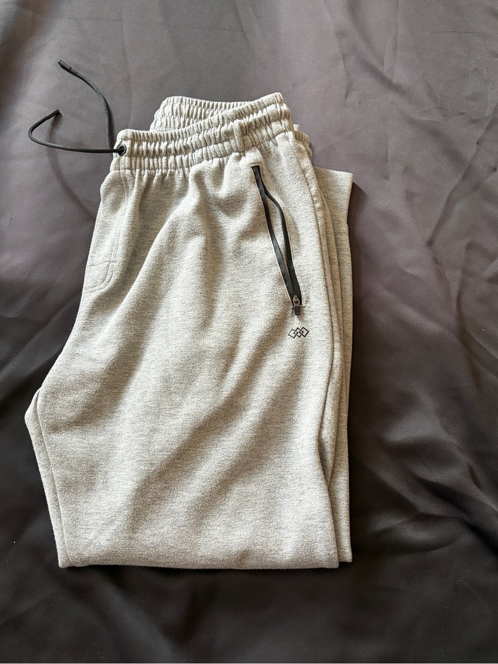 Men’s Gray Fleece Jogger Pants - Elastic Waist with Zip Pocket